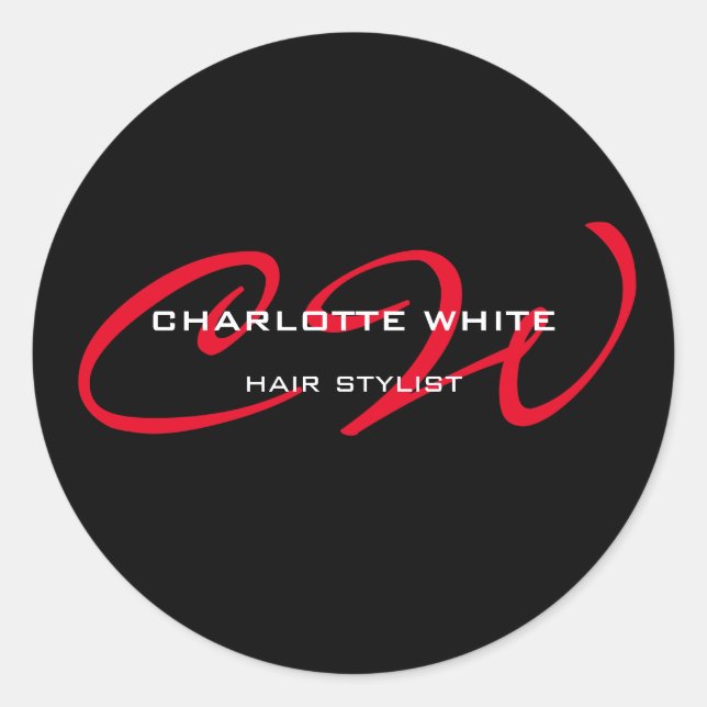 Minimalistisches  Schwarzes Rot Runder Aufkleber (Vorderseite)