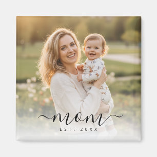 Minimalistisches Schwarzes Skript-Mama Ende Jahr Magnet