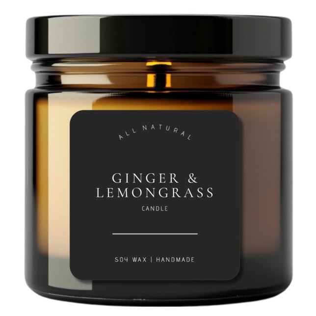 Minimalistisches, schwarzes Sojakandaletikett Quadratischer Aufkleber (Von Creator hochgeladen)