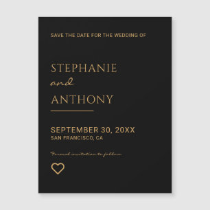 Minimalistisches Schwarzes und Goldenes Herz Moder Magnetkarte