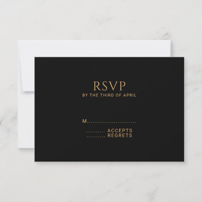Minimalistisches Schwarzes und Goldenes Herz Moder RSVP Karte (Vorderseite)