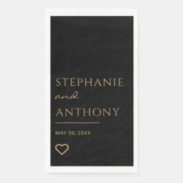 Minimalistisches Schwarzes und Goldenes Herz Moder Serviette