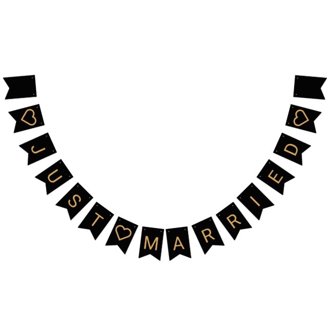 Minimalistisches Schwarzes und Goldenes Herz Moder Wimpelkette (Alle)