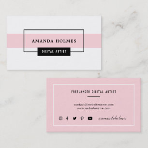 Minimalistisches Schwarzes/Weiß/Rosa Visitenkarte