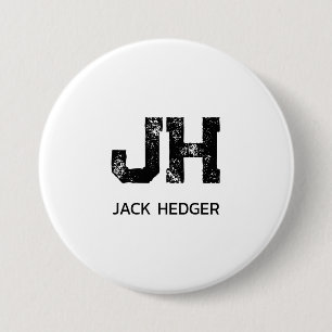 MINIMALISTISCHES SCHWARZES ZWEI-BUCHSTABEN-MONOGRA BUTTON