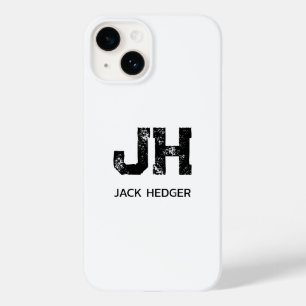 MINIMALISTISCHES SCHWARZES ZWEI-BUCHSTABEN-MONOGRA Case-Mate iPhone 14 HÜLLE