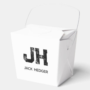 MINIMALISTISCHES SCHWARZES ZWEI-BUCHSTABEN-MONOGRA GESCHENKSCHACHTEL