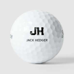 MINIMALISTISCHES SCHWARZES ZWEI-BUCHSTABEN-MONOGRA GOLFBALL