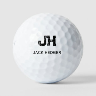 MINIMALISTISCHES SCHWARZES ZWEI-BUCHSTABEN-MONOGRA GOLFBALL