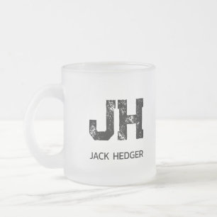 MINIMALISTISCHES SCHWARZES ZWEI-BUCHSTABEN-MONOGRA MATTGLASTASSE