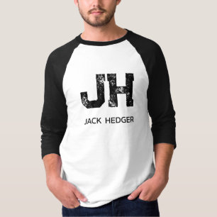 MINIMALISTISCHES SCHWARZES ZWEI-BUCHSTABEN-MONOGRA T-Shirt