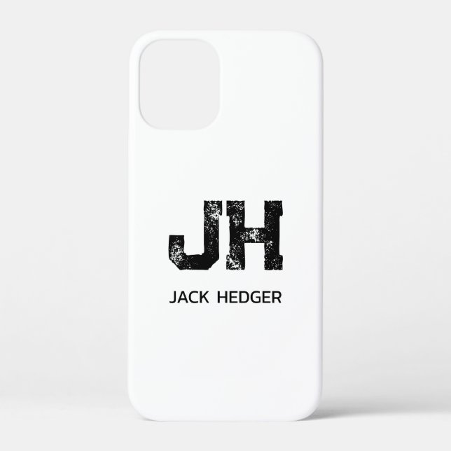 MINIMALISTISCHES SCHWARZES ZWEIBUCHSTABEN-MONOGRAM Case-Mate iPhone HÜLLE (Rückseite)