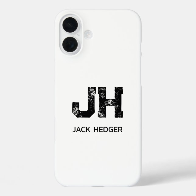 MINIMALISTISCHES SCHWARZES ZWEIBUCHSTABEN-MONOGRAM Case-Mate iPhone HÜLLE (Rückseite)