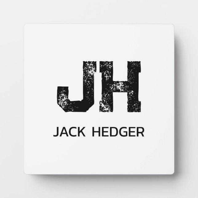 MINIMALISTISCHES SCHWARZES ZWEIBUCHSTABEN-MONOGRAM FOTOPLATTE (Vorderseite)