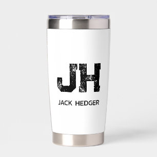 MINIMALISTISCHES SCHWARZES ZWEIBUCHSTABEN-MONOGRAM THERMOBECHER