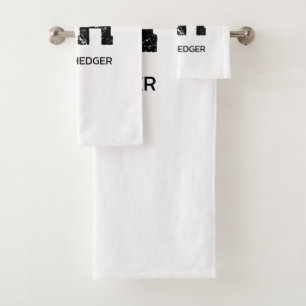 MINIMALISTISCHES SCHWARZES ZWEIBUCHSTABIGES MONOGR BADHANDTUCH SET