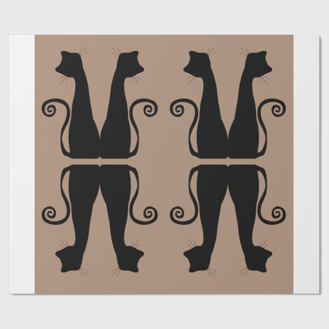Minimalistisches Schwarzkatzen-Muster-Geschenkpapi Geschenkpapier (Flach)