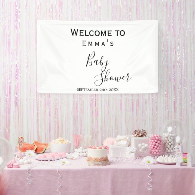 Minimalistisches Schwarzweiß-Duschbanner Banner (Party)