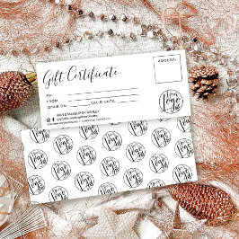 Minimalistisches Schwarzweiß-Geschenkzertifikat