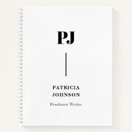 Minimalistisches Schwarzweiß-Monogramm-Notebook Notizbuch