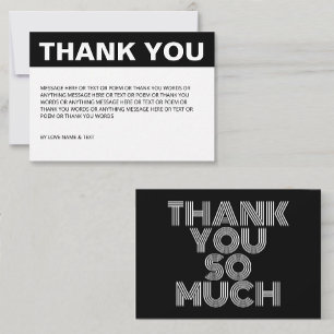 Minimalistisches Schwarzweiß und Weiß Dankeskarte