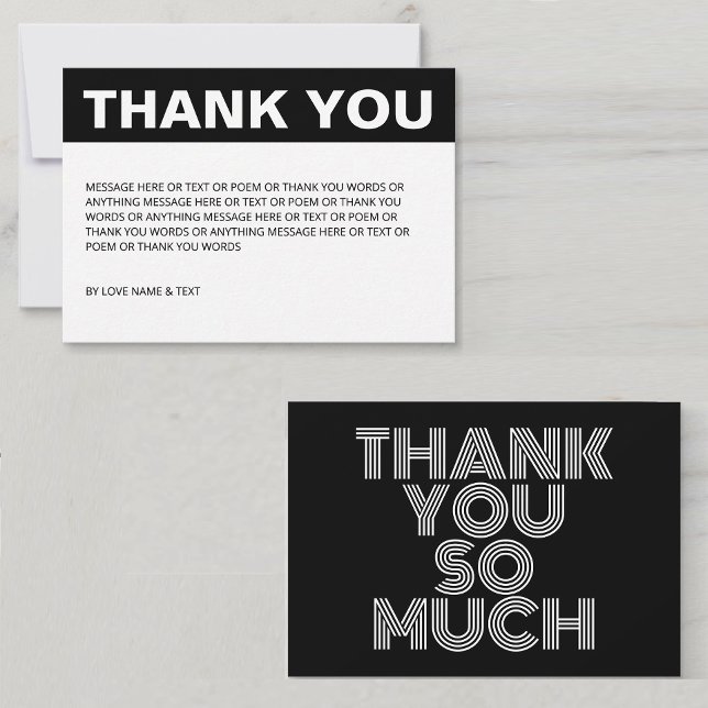 Minimalistisches Schwarzweiß und Weiß Dankeskarte (Minimalist Thank You Card
Simple Thank You Card
Black and White Thank You Card
Professional Thanks)
