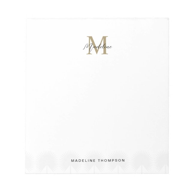 Minimalistisches Script Anahaw-Blätter Gold Monogr Notizblock (Vorderseite)