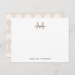 Minimalistisches Script Beige Anahaw-Blätter Monog Mitteilungskarte