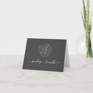 Minimalistisches Script Black Blume Line Art Weddi Dankeskarte