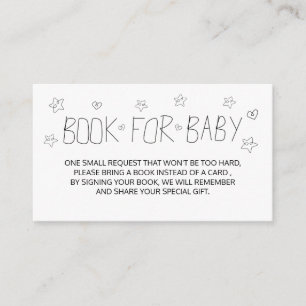 Minimalistisches Script Black Book für Babydusche Begleitkarte