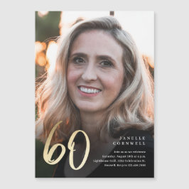 Minimalistisches Script Black und Gold 60. Geburts Magneteinladung