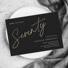 Minimalistisches Script Black und Gold 70. Geburts
