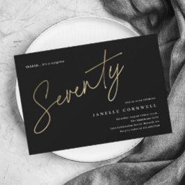 Minimalistisches Script Black und Gold 70. Geburts Magneteinladung