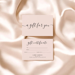 Minimalistisches Script Blush Pink Geschenkzertifi