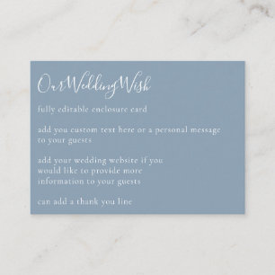Minimalistisches Script Boho Dusty Blue Wedding Cu Begleitkarte