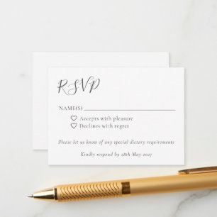 Minimalistisches Script Boho Schwarz-weiß Wedding  Begleitkarte