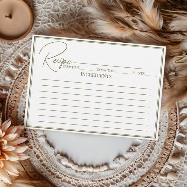Minimalistisches Script Brautparty Rezept Card. Begleitkarte (Von Creator hochgeladen)