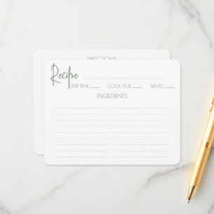 Minimalistisches Script Brautparty Rezept Card. Begleitkarte