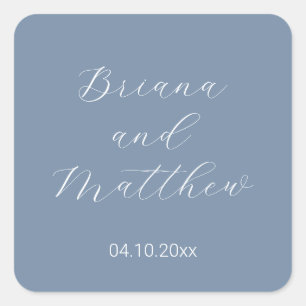 Minimalistisches Script Calligraphy Dusty Blue Quadratischer Aufkleber