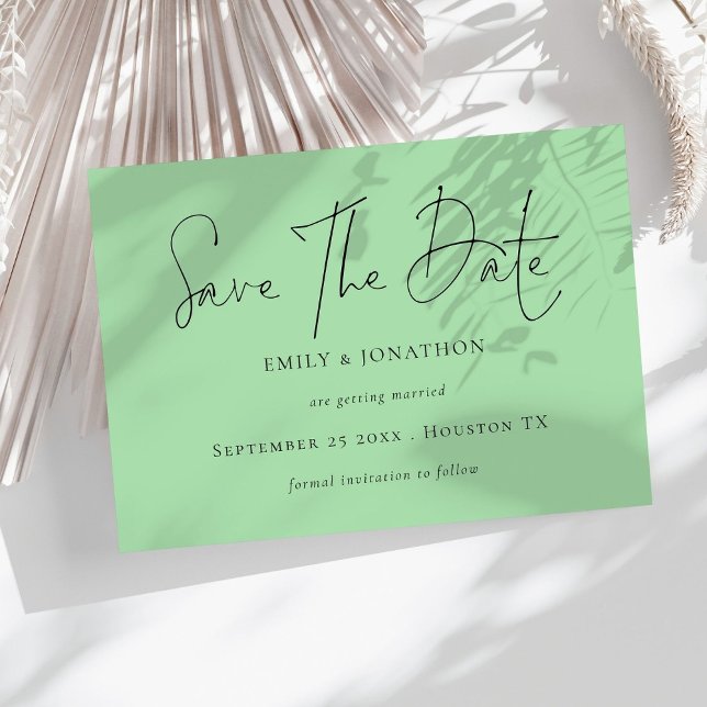 Minimalistisches Script Celadon Green Save the Dat Date (Von Creator hochgeladen)