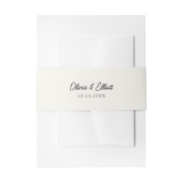 Minimalistisches Script Cream Off White Wedding Su Einladungsbanderole