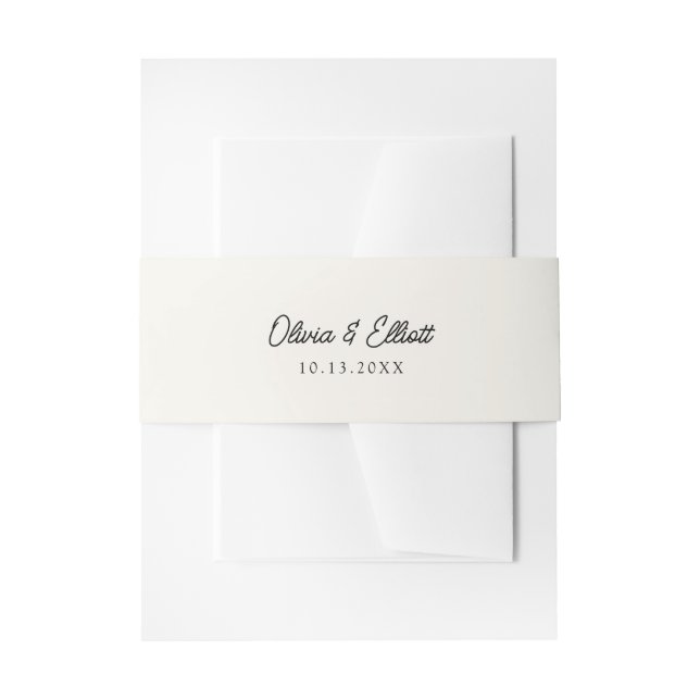 Minimalistisches Script Cream Off White Wedding Su Einladungsbanderole (Vorderseite Beispiel)