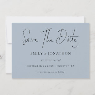 Minimalistisches Script Dusty Blue Save the Date