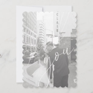 Minimalistisches Script-Flachbildschirm Foto Danke Einladung