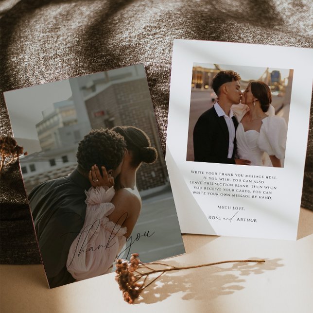 Minimalistisches Script-Flachbildschirm Foto Danke Einladung (Von Creator hochgeladen)