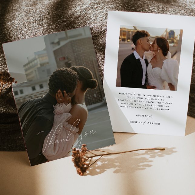 Minimalistisches Script-Flachbildschirm Foto Danke Einladung (Von Creator hochgeladen)