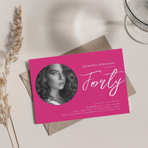 Minimalistisches Script Foto 40. Geburtstag Heiß r Einladung