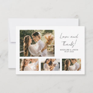 Minimalistisches Script Foto Collage Wedding Viele Dankeskarte