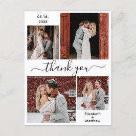 Minimalistisches Script Foto Collage Wedding Viele Postkarte