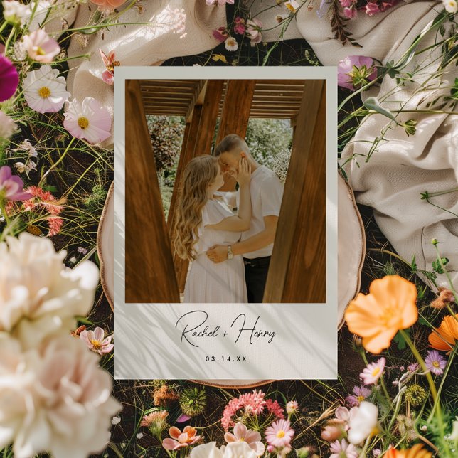 Minimalistisches Script-Foto Hochzeit Save The Date (Von Creator hochgeladen)